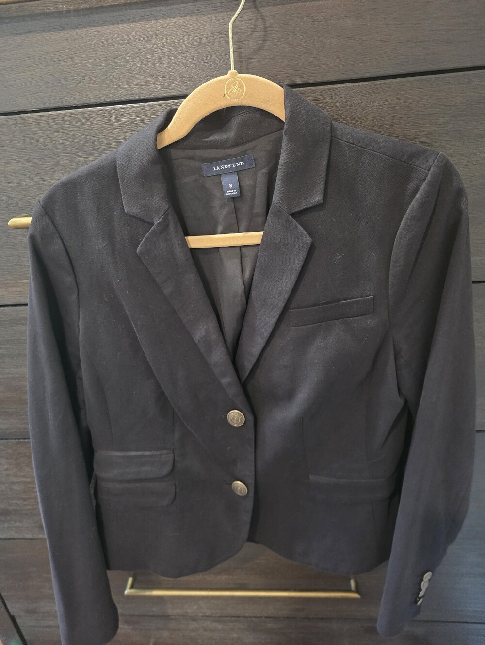 Lands' End Women's Black Two-Button Notch Lapel Blazer